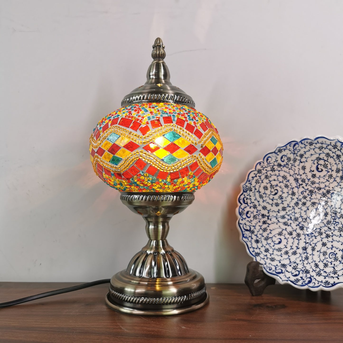 Ottoman Mosaic Luminary - 12"x6"x6" Handcrafted Glass Night Light