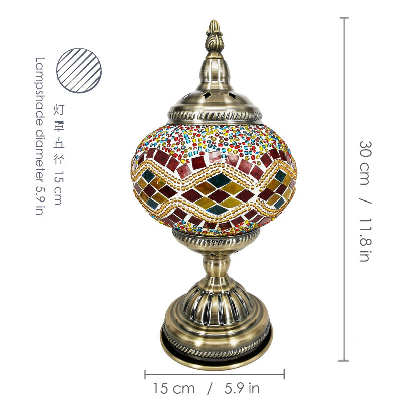 Ottoman Mosaic Luminary - 12"x6"x6" Handcrafted Glass Night Light