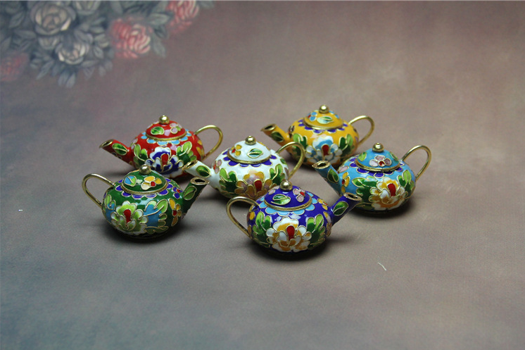 Imperial Peking Cloisonné Teapot – 24K Gold-Body Miniature Masterpiece