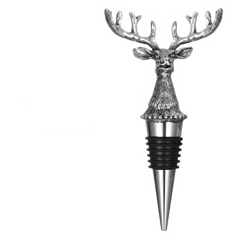 Majestic Stag Head Wine Pourer & Stopper Set – Zinc Alloy & Stainless Steel