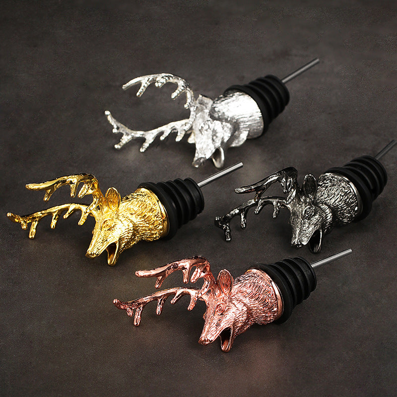 Majestic Stag Head Wine Pourer & Stopper Set – Zinc Alloy & Stainless Steel