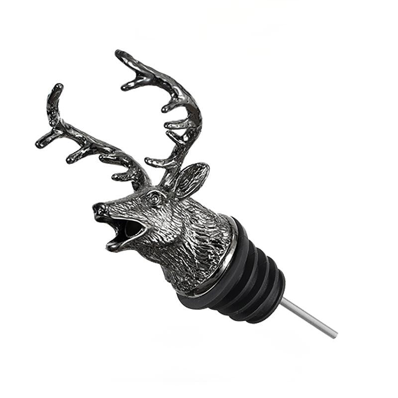 Majestic Stag Head Wine Pourer & Stopper Set – Zinc Alloy & Stainless Steel