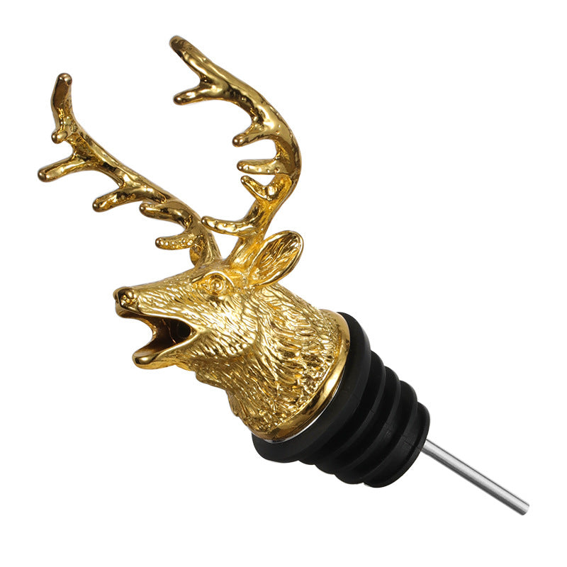 Majestic Stag Head Wine Pourer & Stopper Set – Zinc Alloy & Stainless Steel
