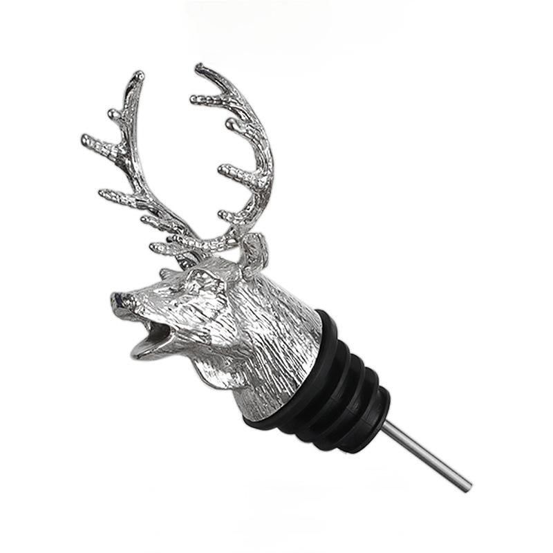 Majestic Stag Head Wine Pourer & Stopper Set – Zinc Alloy & Stainless Steel