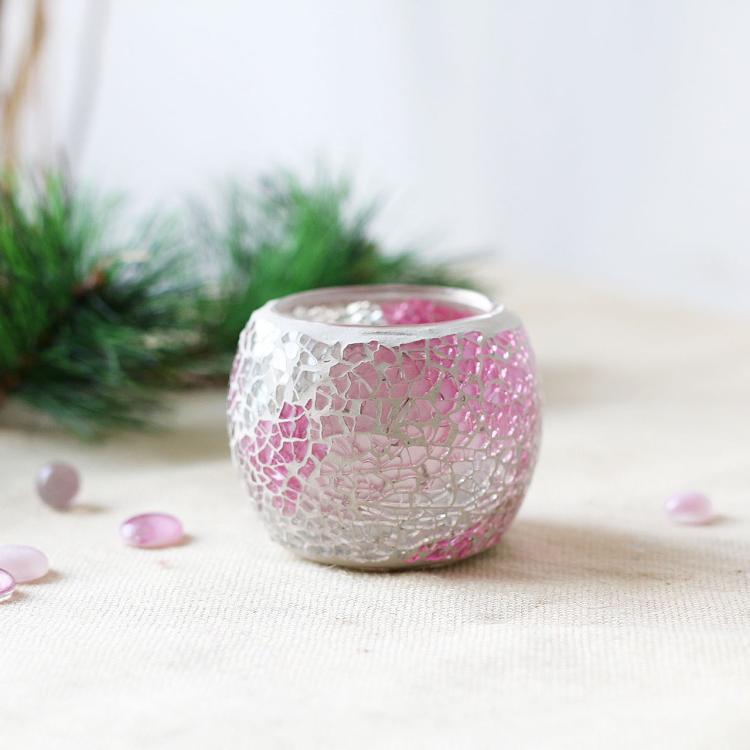 Artisan Mosaic Luminary - 5"x5"x5" Handcrafted Glass Candle Holder