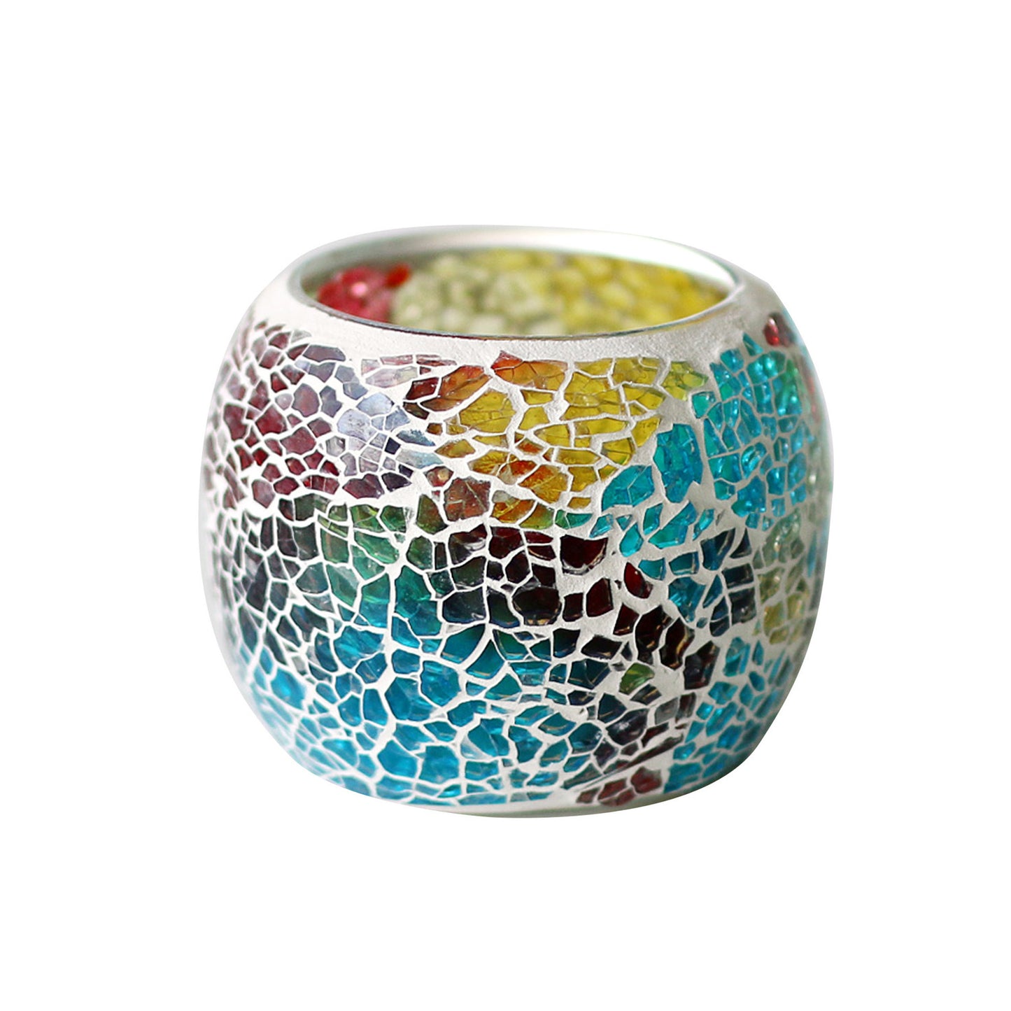 Artisan Mosaic Luminary - 5"x5"x5" Handcrafted Glass Candle Holder