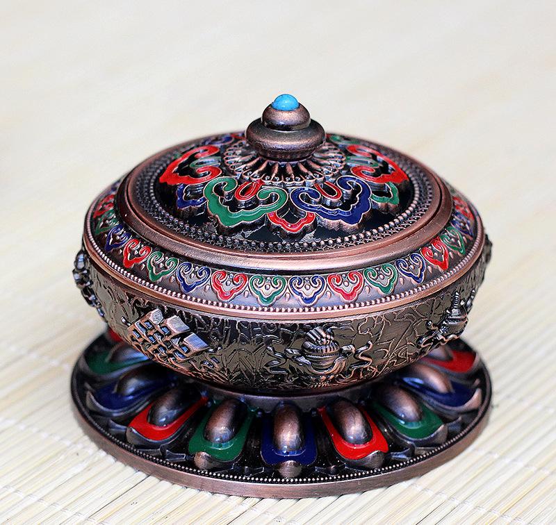 Cloisonné Enamel Incense Burner – Hand-Painted Copper Alloy Censer