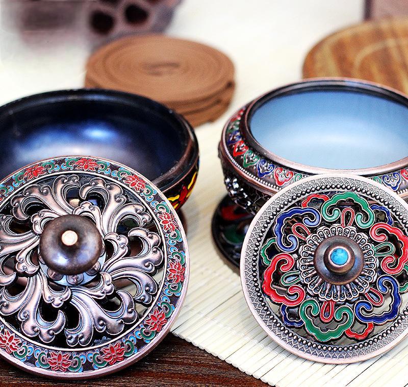 Cloisonné Enamel Incense Burner – Hand-Painted Copper Alloy Censer