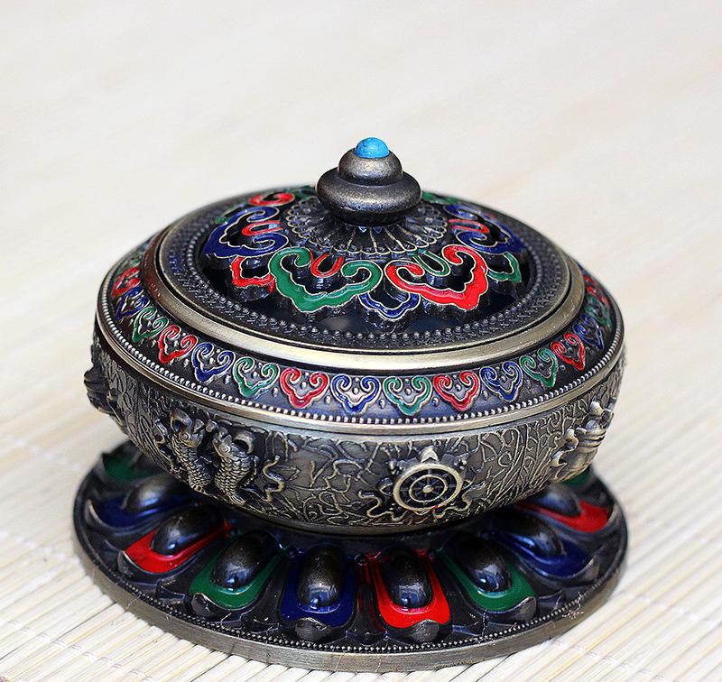 Cloisonné Enamel Incense Burner – Hand-Painted Copper Alloy Censer
