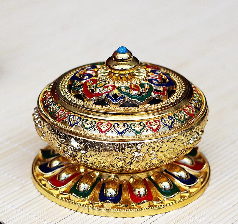 Cloisonné Enamel Incense Burner – Hand-Painted Copper Alloy Censer