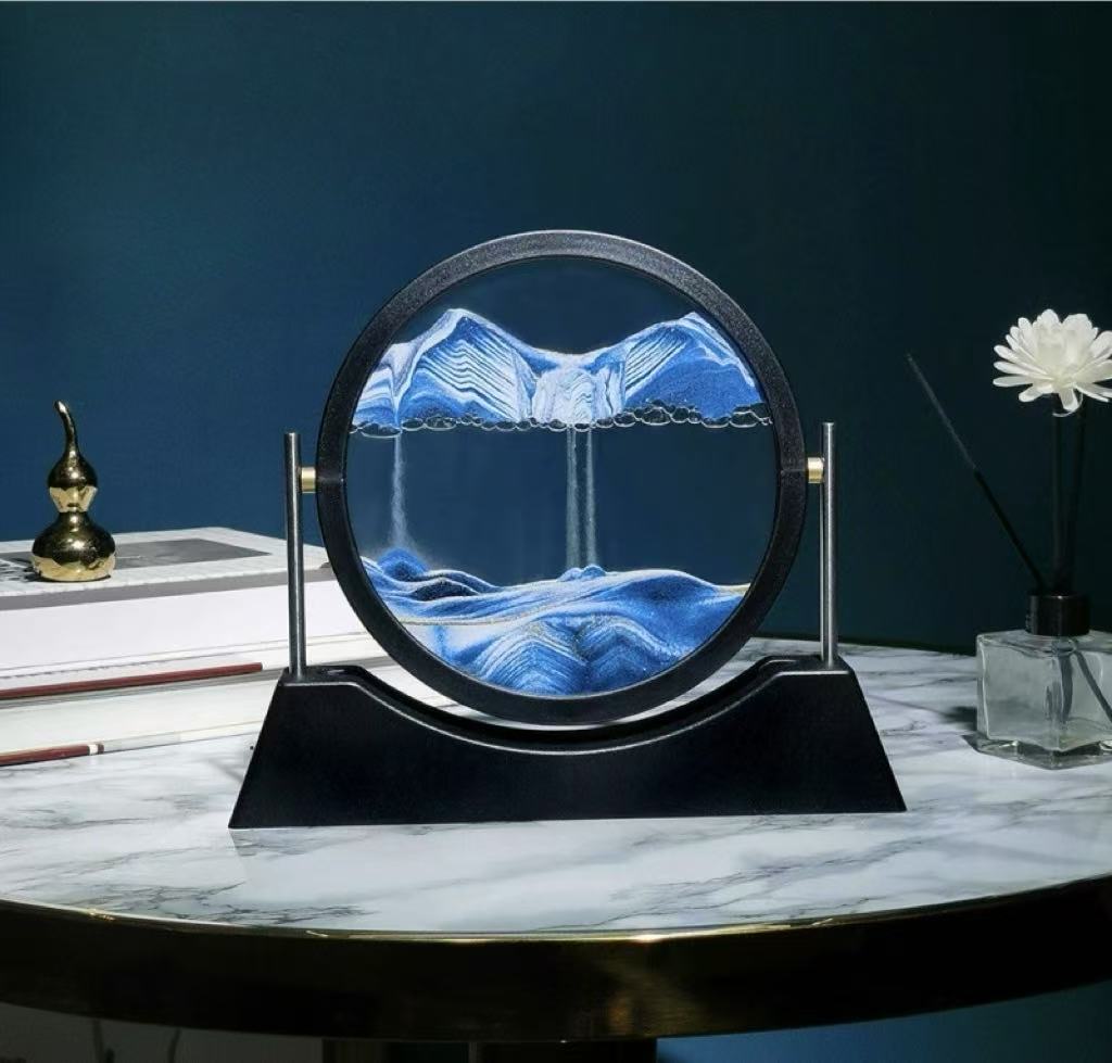 Luxe 3D Glass Sandscape Hourglass - Reversible Mountain View Desktop Art (7")