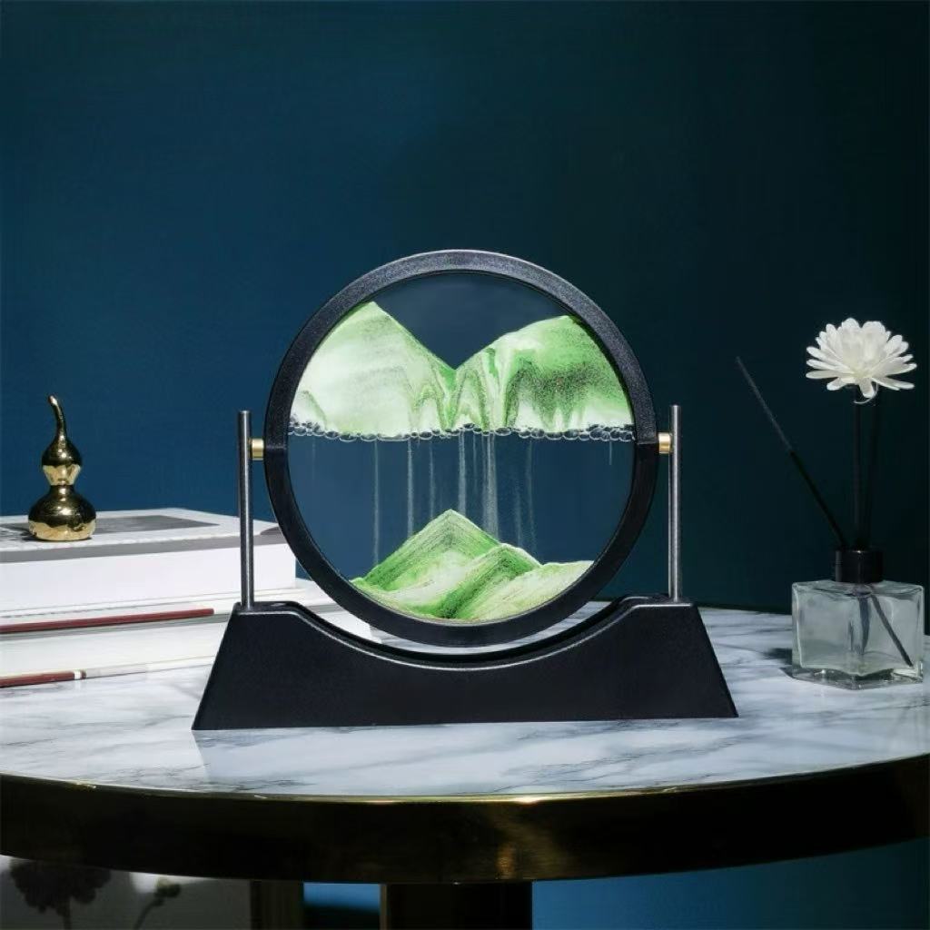 Luxe 3D Glass Sandscape Hourglass - Reversible Mountain View Desktop Art (7")