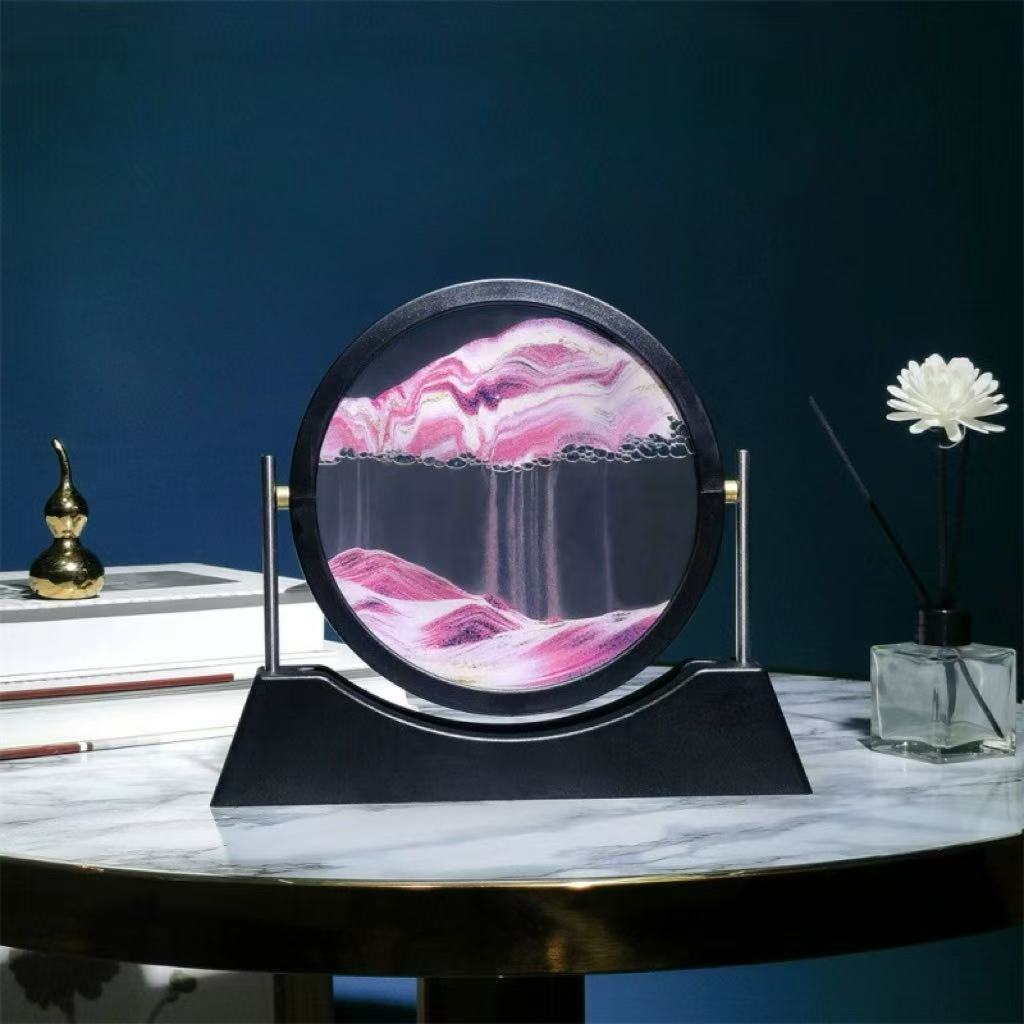 Luxe 3D Glass Sandscape Hourglass - Reversible Mountain View Desktop Art (7")