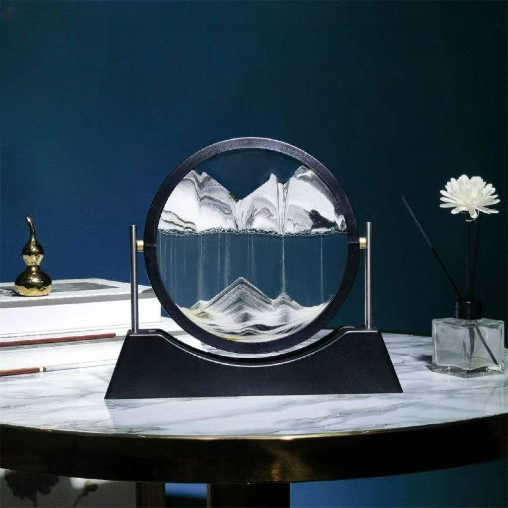Luxe 3D Glass Sandscape Hourglass - Reversible Mountain View Desktop Art (7")
