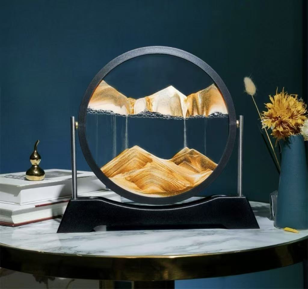 Luxe 3D Glass Sandscape Hourglass - Reversible Mountain View Desktop Art (7")