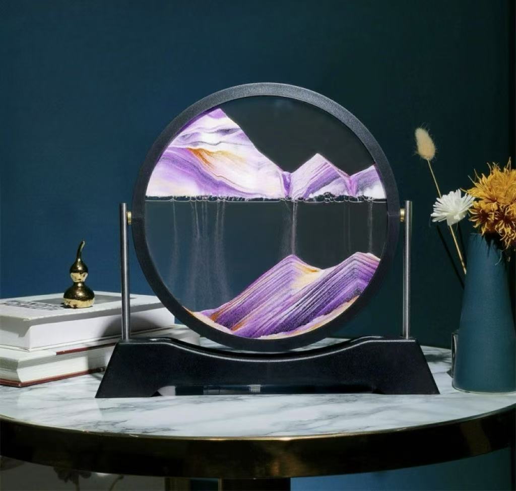 Luxe 3D Glass Sandscape Hourglass - Reversible Mountain View Desktop Art (7")