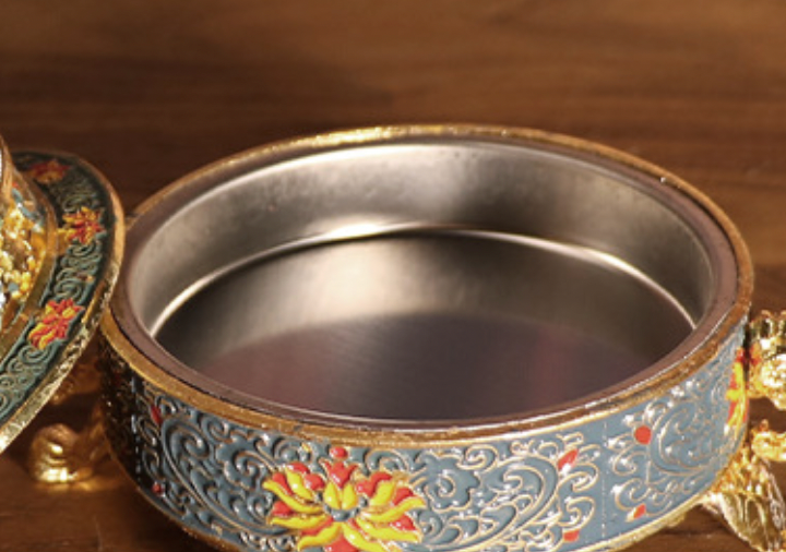 Tibetan-Style Cloisonné Incense Burner – Handcrafted Enamel Art Piece for Home & Meditation (4.2" x 2.8", 0.6 lbs)
