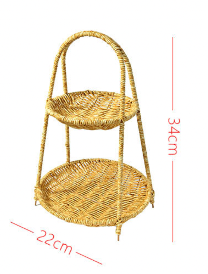 Premium Rattan Tiered Serving Basket - Stackable 1/2/3-Layer Food Carrier