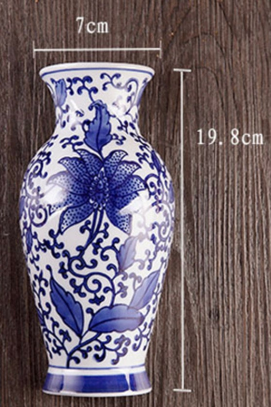 Imperial Porcelain Wall Art - Jingdezhen Blue & White Floral Teapot Wall Vase