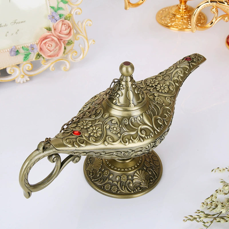 Enchanted Aladdin's Lamp – Handcrafted Genie Bottle with Cloisonné Detailing