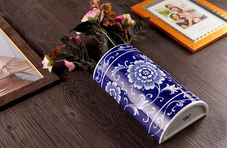 Imperial Porcelain Wall Art - Jingdezhen Blue & White Floral Teapot Wall Vase