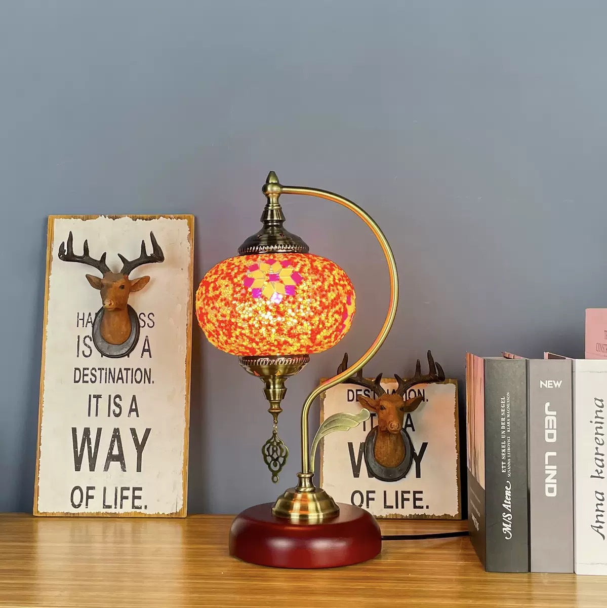 Artisan Bohemian Luminaire - 9"x9"x18" Mosaic Table Lamp with Dual-Temperature (3.75 lbs)