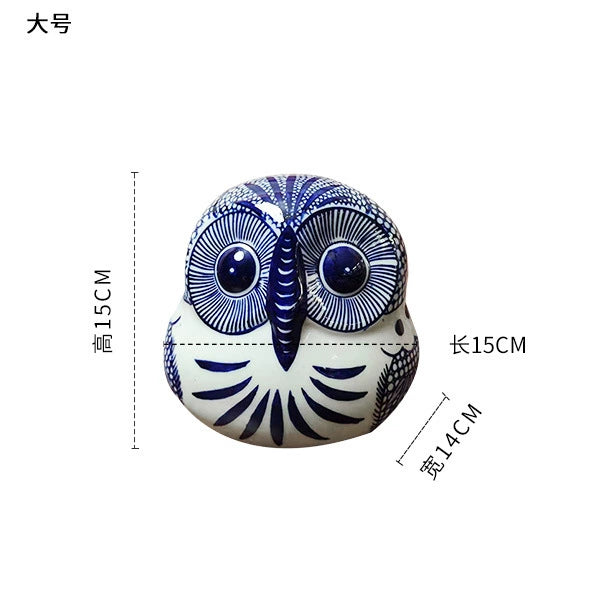 Jingdezhen Blue & White Owl Incense Burners – Collectible Porcelain Animal Sculptures for Home Decor