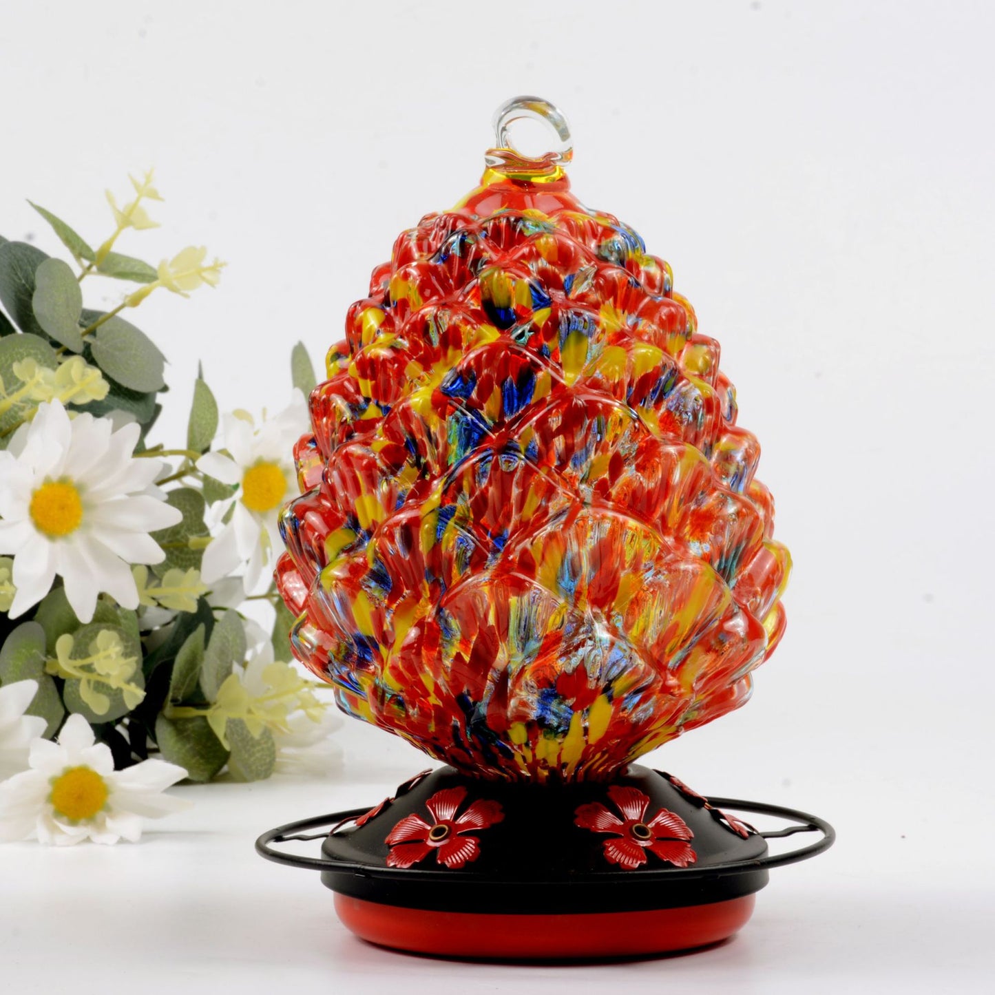 Stained Glass Hummingbird Oasis - 6.1"x8.6" Premium Nectar & Water Station (1.1 lbs)