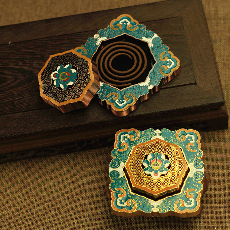 Enamel Lotus Coil Incense Burner – Zen-Inspired Car & Home Decor