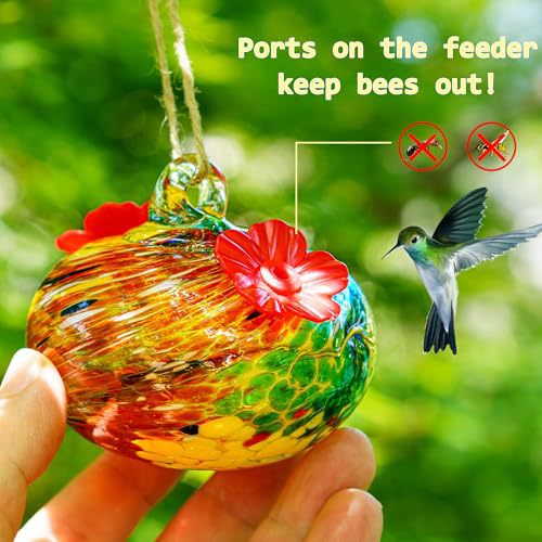Vibrant Glass Hummingbird Feeders – Bee-Proof Hanging Bird Waterers for Garden & Patio