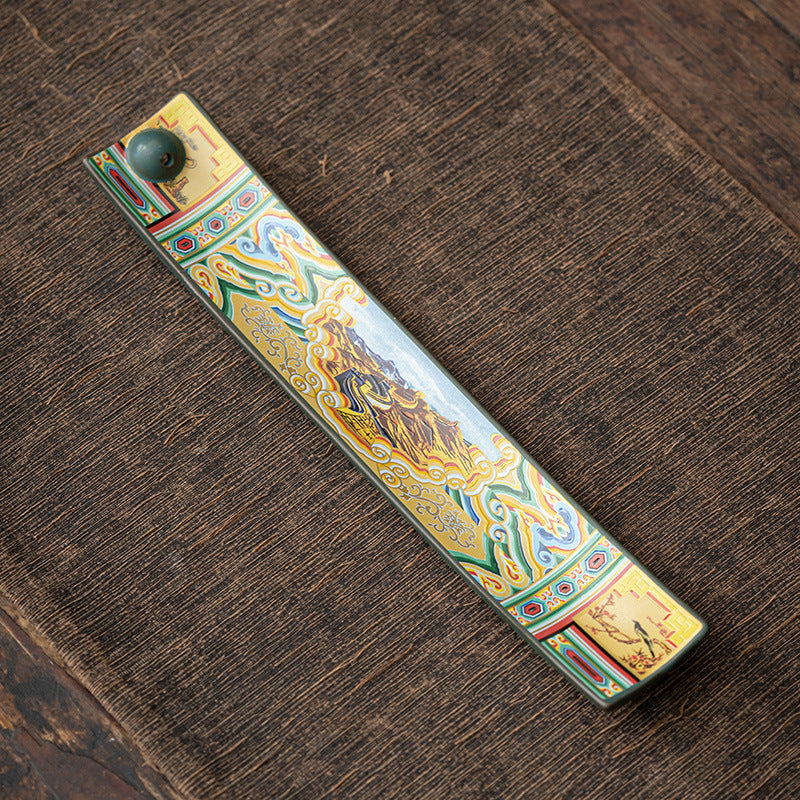 Chinese Cloisonné-Style Ceramic Incense Stick Holder – Floral & Bird Motif