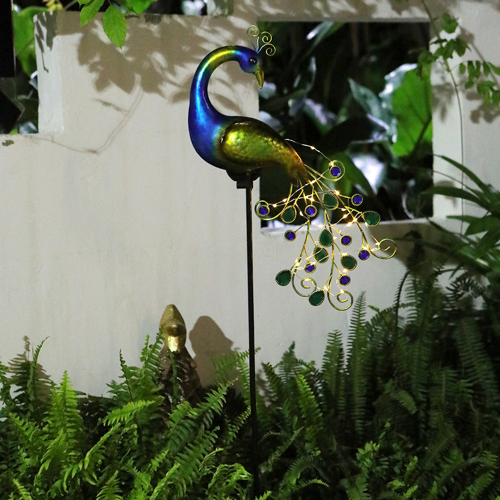 Solar Peacock Pathway Light - Waterproof Iron Garden Decor with 12-Hour Runtime (43.29" Tall, 1.17 lbs)