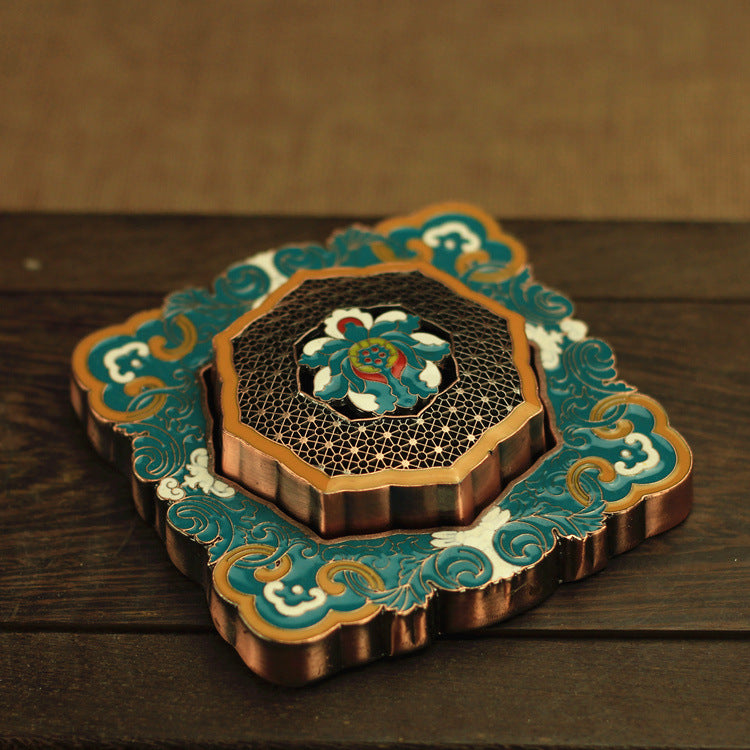 Enamel Lotus Coil Incense Burner – Zen-Inspired Car & Home Decor