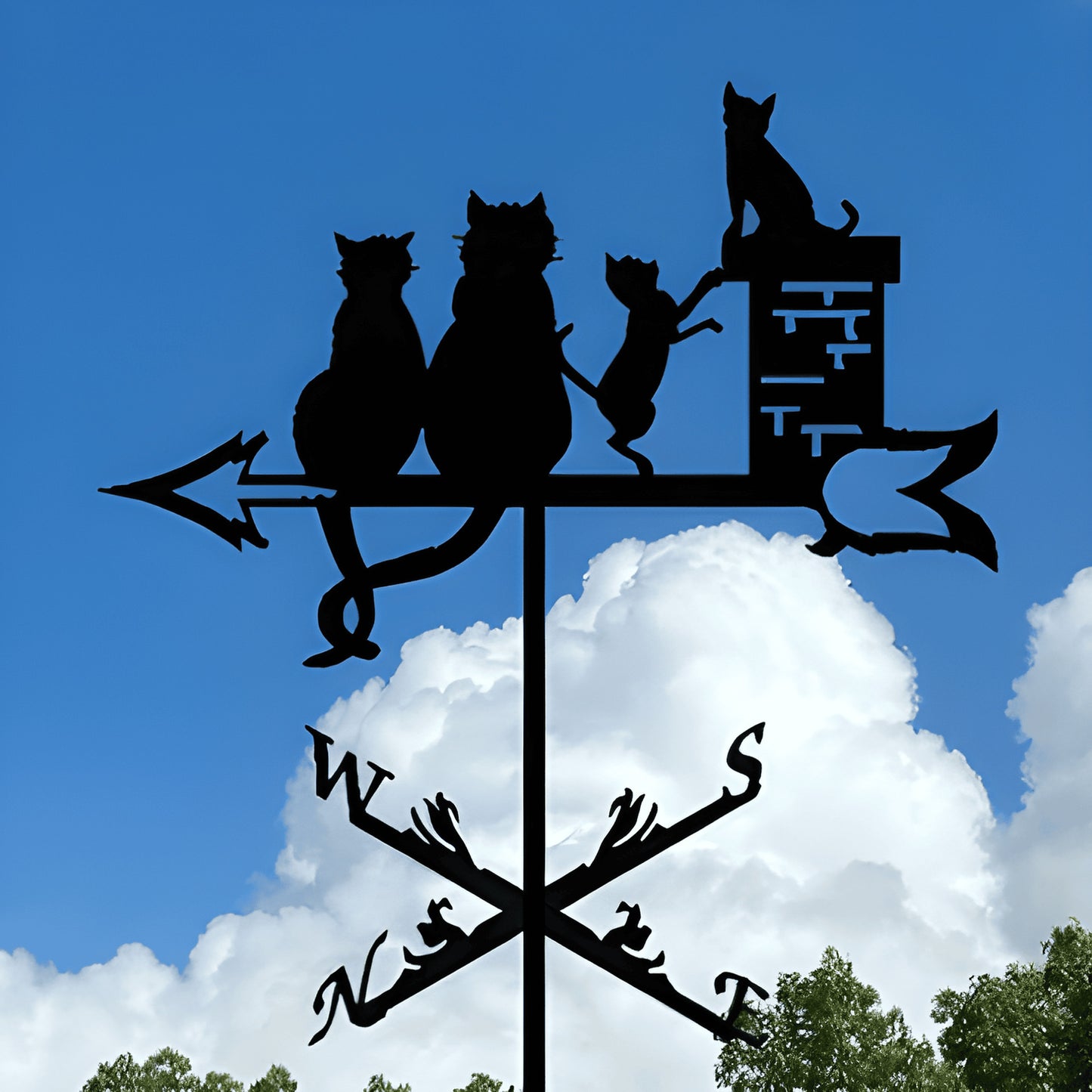 Iron Wind Vane Decorative Art – Owl & Witch Series Weather-Resistant Garden Art