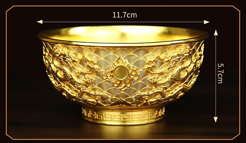 Cloisonné Gold-Toned Alloy Collectible Bowl – Handcrafted Floral & Dragon Motif