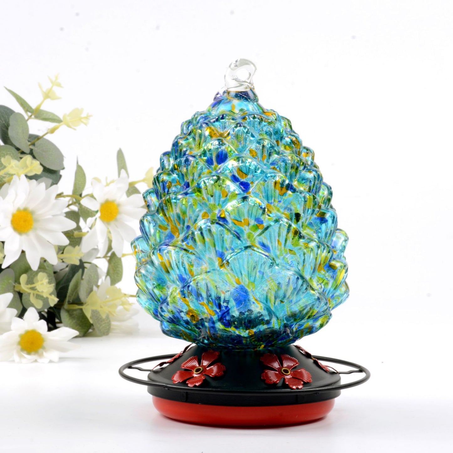 Stained Glass Hummingbird Oasis - 6.1"x8.6" Premium Nectar & Water Station (1.1 lbs)