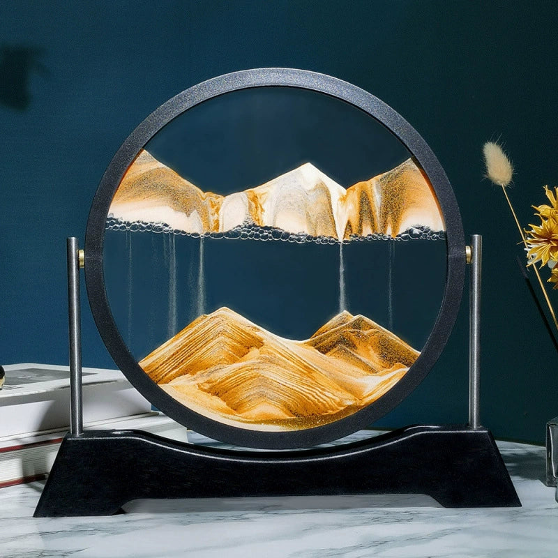 Luxe 3D Glass Sandscape Hourglass - Reversible Mountain View Desktop Art (7")