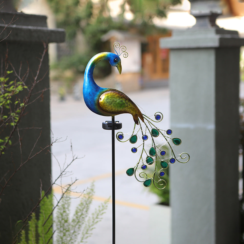 Solar Peacock Pathway Light - Waterproof Iron Garden Decor with 12-Hour Runtime (43.29" Tall, 1.17 lbs)