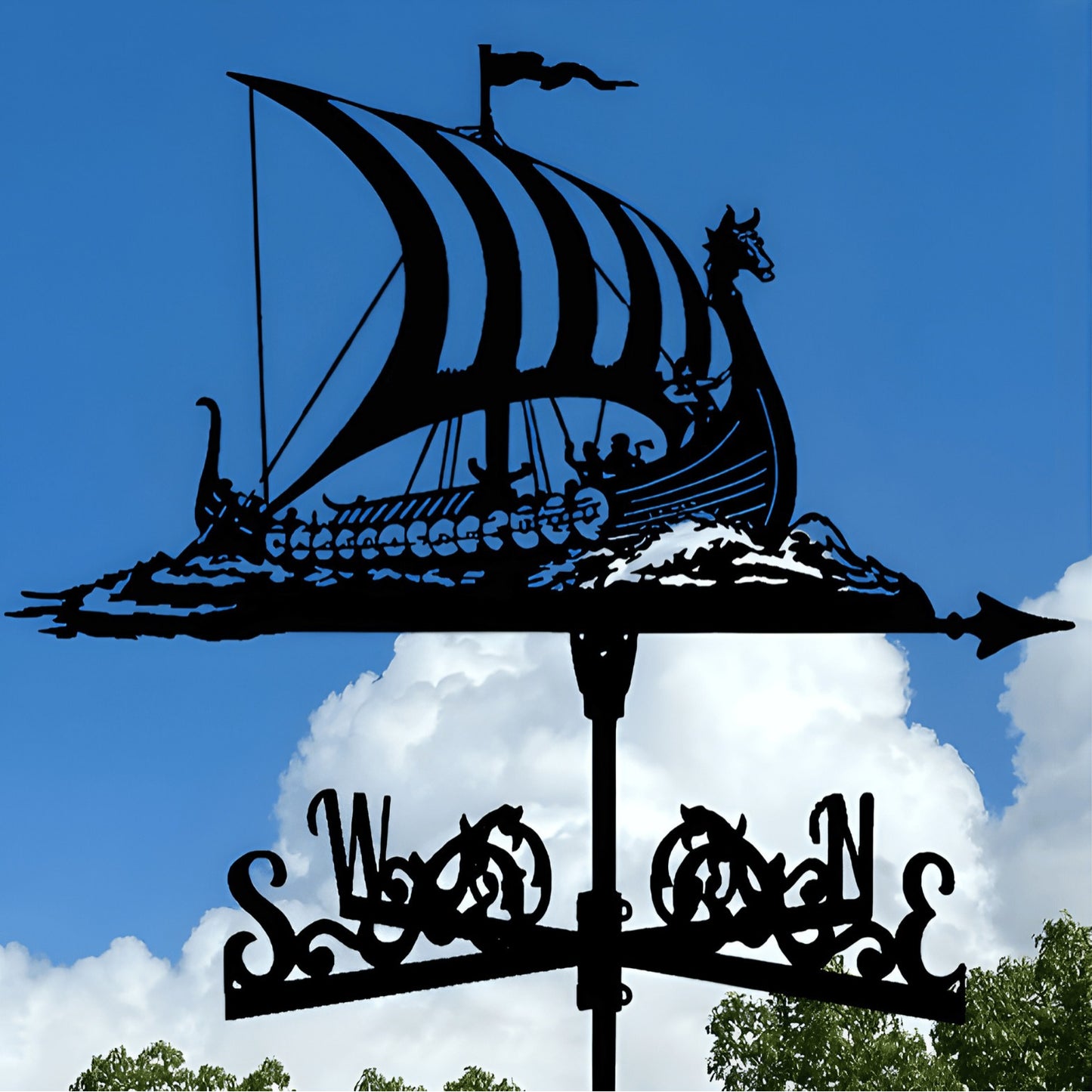 Iron Wind Vane Decorative Art – Owl & Witch Series Weather-Resistant Garden Art