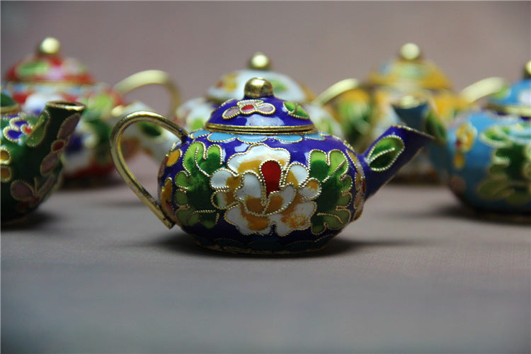 Imperial Peking Cloisonné Teapot – 24K Gold-Body Miniature Masterpiece