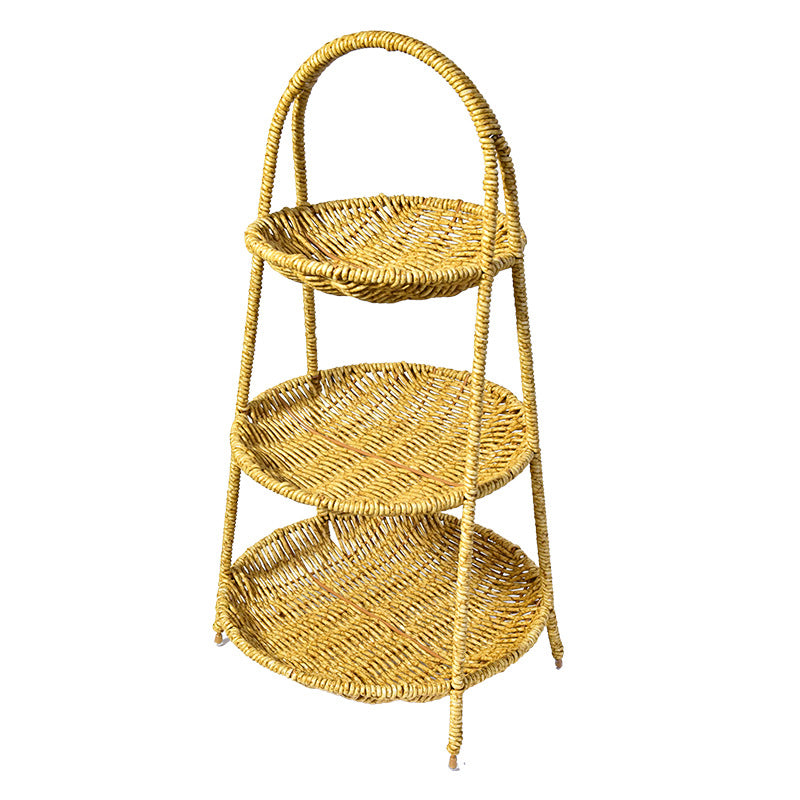 Premium Rattan Tiered Serving Basket - Stackable 1/2/3-Layer Food Carrier