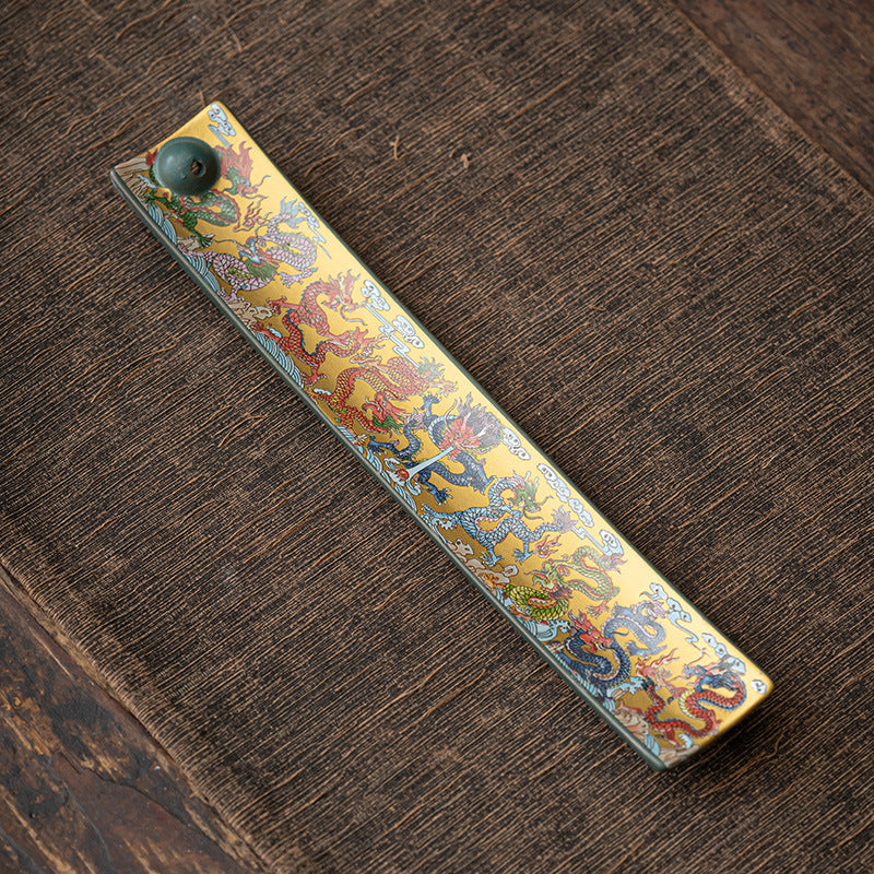 Chinese Cloisonné-Style Ceramic Incense Stick Holder – Floral & Bird Motif