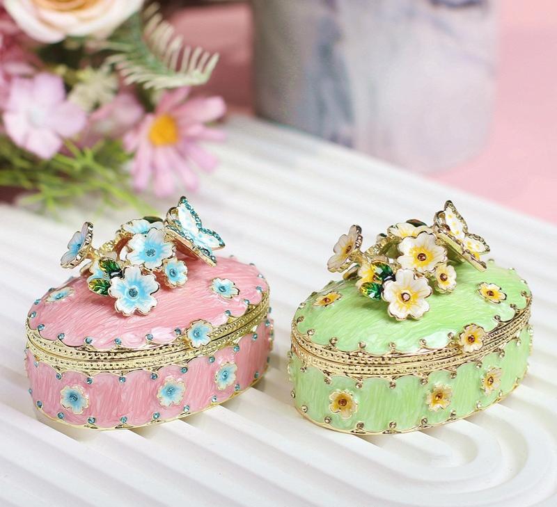 Shippo Cloisonné Cherry Blossom Trinket Box – Hand-Painted Zinc Alloy Keepsake