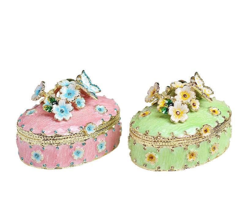 Shippo Cloisonné Cherry Blossom Trinket Box – Hand-Painted Zinc Alloy Keepsake