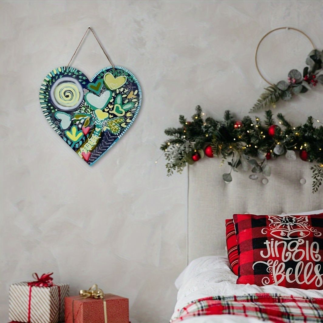 Vibrant Heart Wall Art - 13.77" Iron Floral Decor for Indoor & Outdoor Spaces (1.4 lbs)