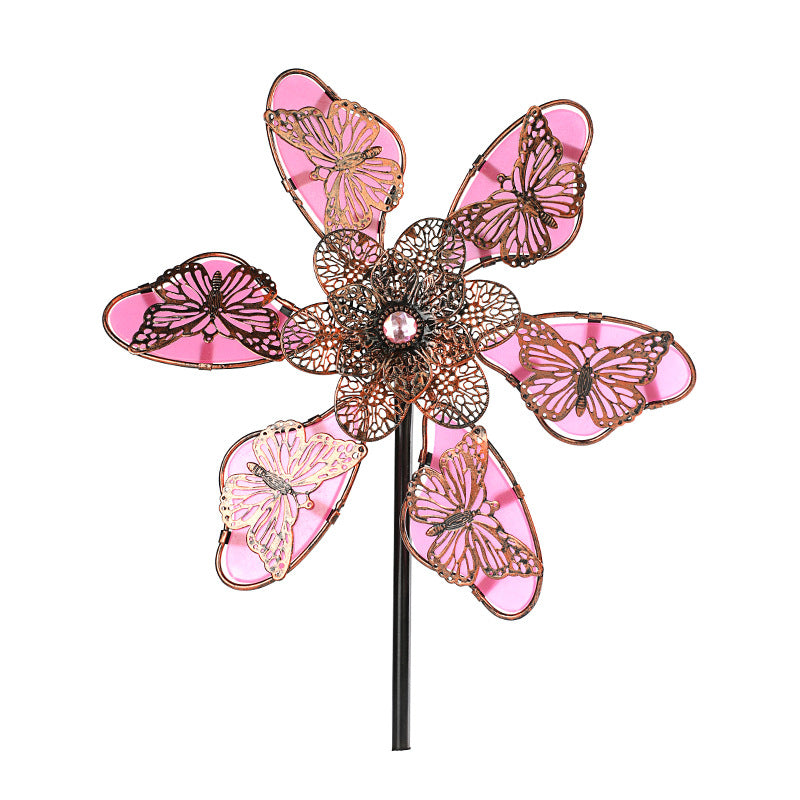 Solar-Powered Butterfly Wind Spinner – Glow-in-the-Dark Garden Art with Metal Craftsmanship