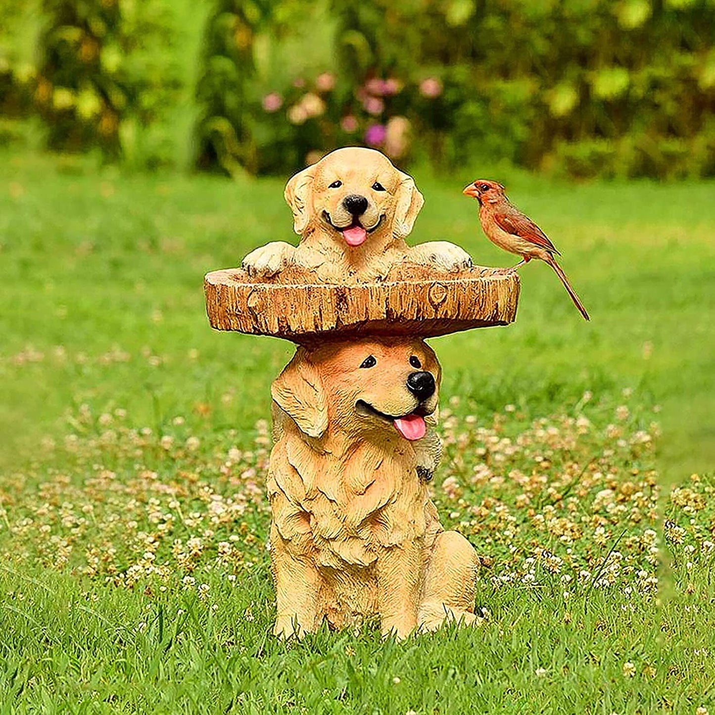 Charming Puppy Bird Feeder Statue – Handcrafted Garden Decor