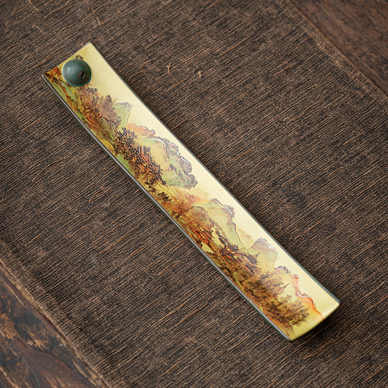 Chinese Cloisonné-Style Ceramic Incense Stick Holder – Floral & Bird Motif