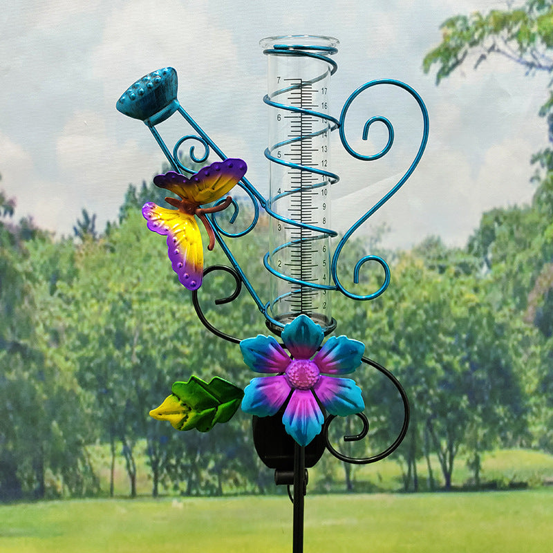 Solar-Powered Rain Gauge & Garden Light – Dual-Function Outdoor Decor with IP55 Rating