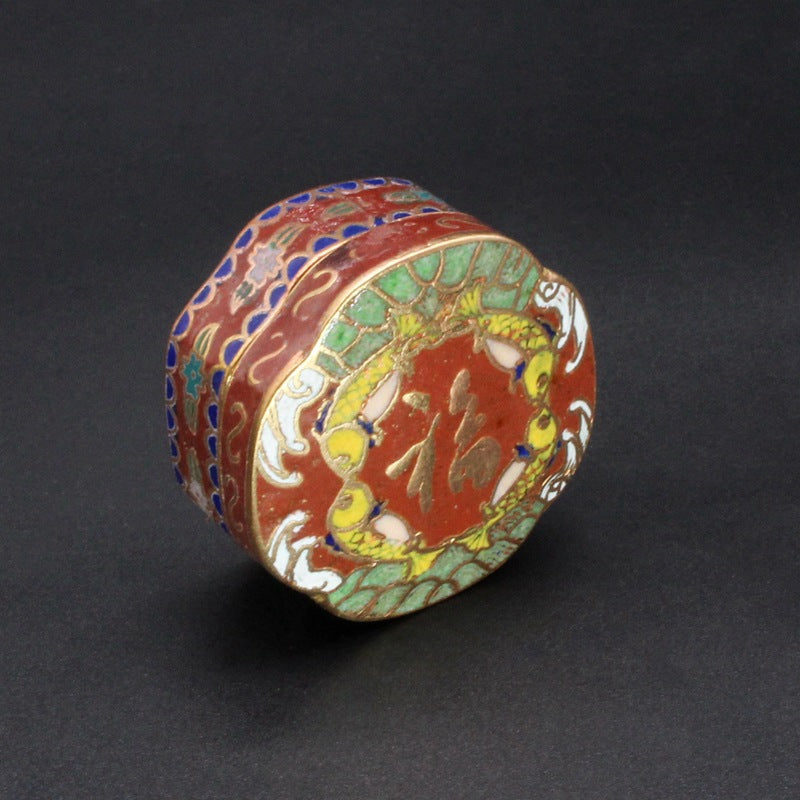 Imperial Peking Cloisonné Jewelry Box – Antique Gold & Enamel "Blessing" Case
